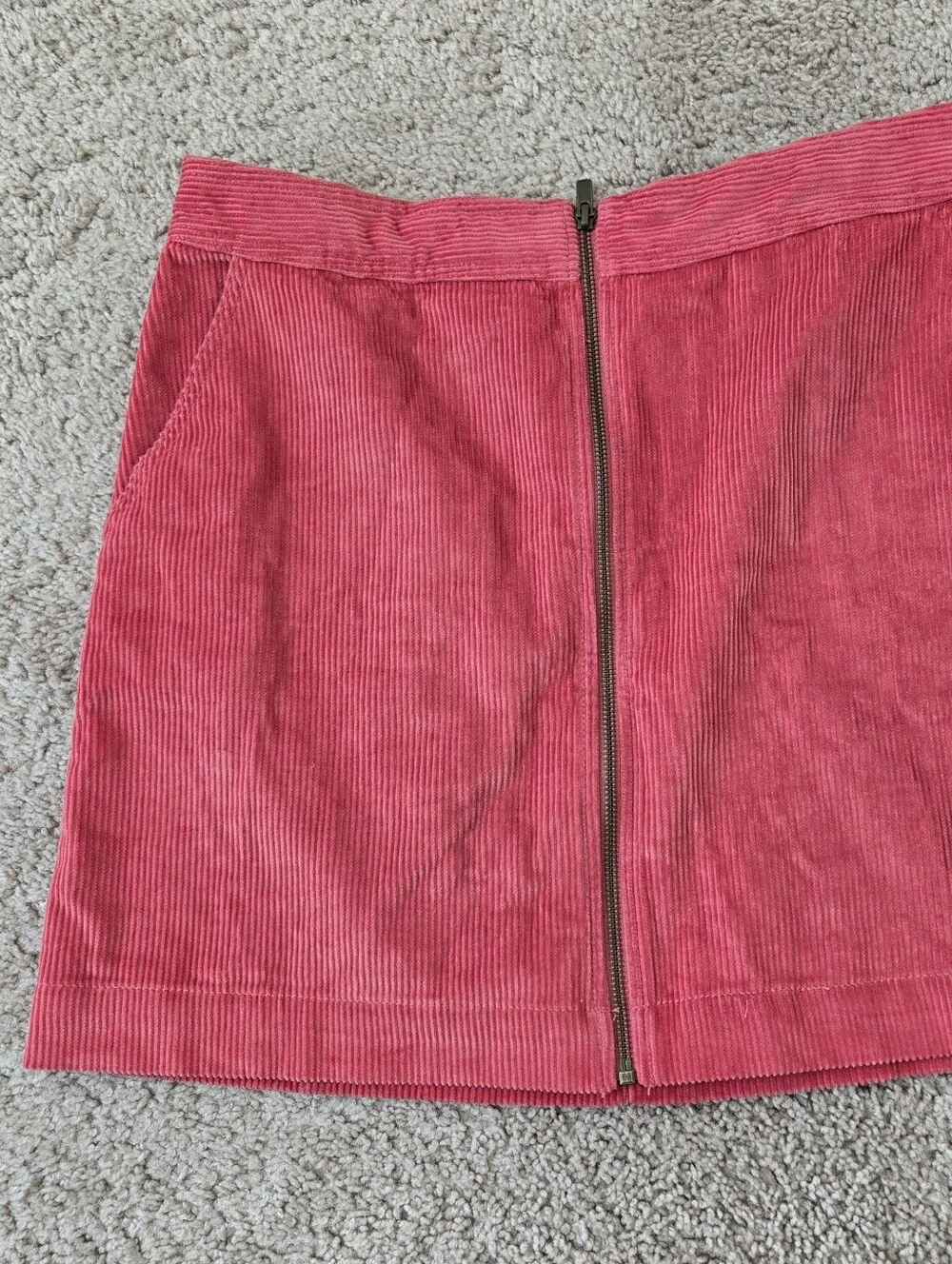 GAP Corduroy Mini Skirt Womens 12 Pink Full Zip Front Cotton A-Line Magenta New